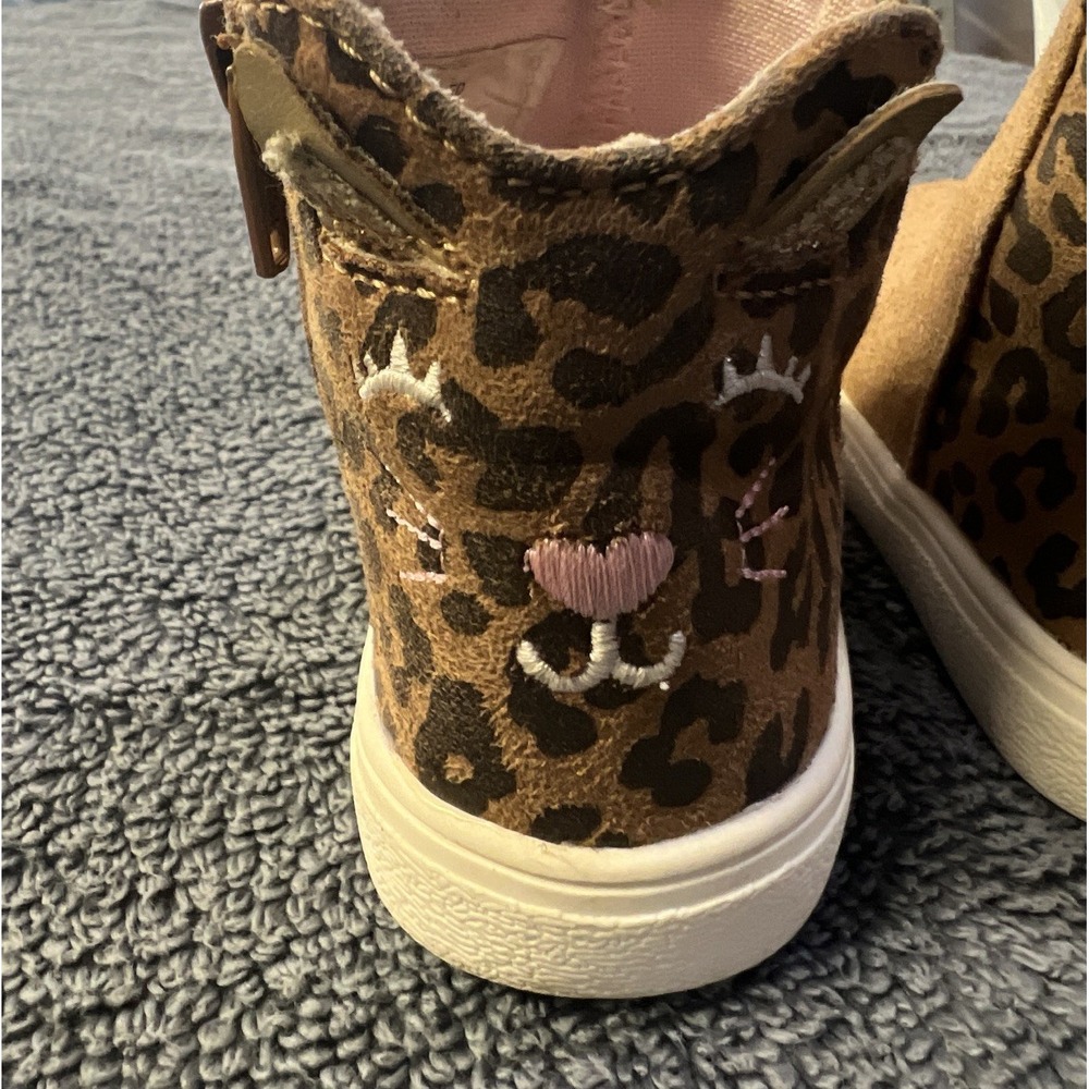 Self Esteen Girls Brown Faux Suede Leopard Print Ankle Bootie Zip US 5 - Picture 3 of 7